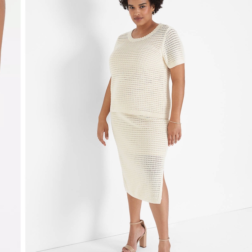 Lane Bryant Ivory Knit Sweater and skirt set sz 14/16